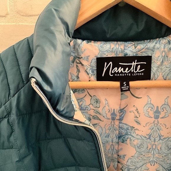 Nanette Lepore Puffer Jacket Outdoor Teal Blue Down Lighweight Lined S - Picture 10 of 16